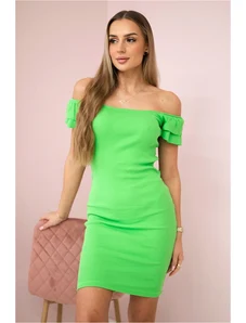 Kesi Ribbed dress with pleats light green
