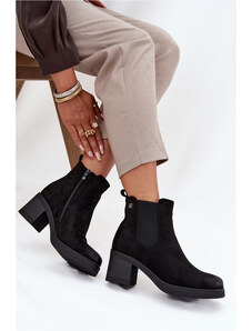 Boto Női bokacsizma magas sarkú bélelt fekete Zelia