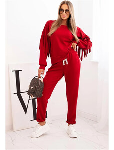 Kesi Női bordó viszkóz melegítő S rojtos ujjakkal