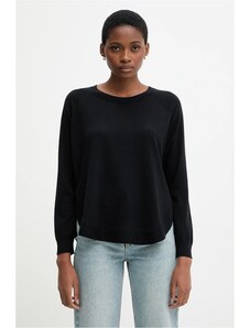 United Colors of Benetton pulóver gyapjúkeverékből könnyű, fekete, 1Y6SD10EG