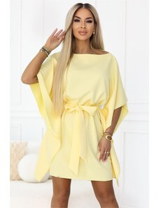 NUMOCO Pasztell citromsárga miniruha övvel