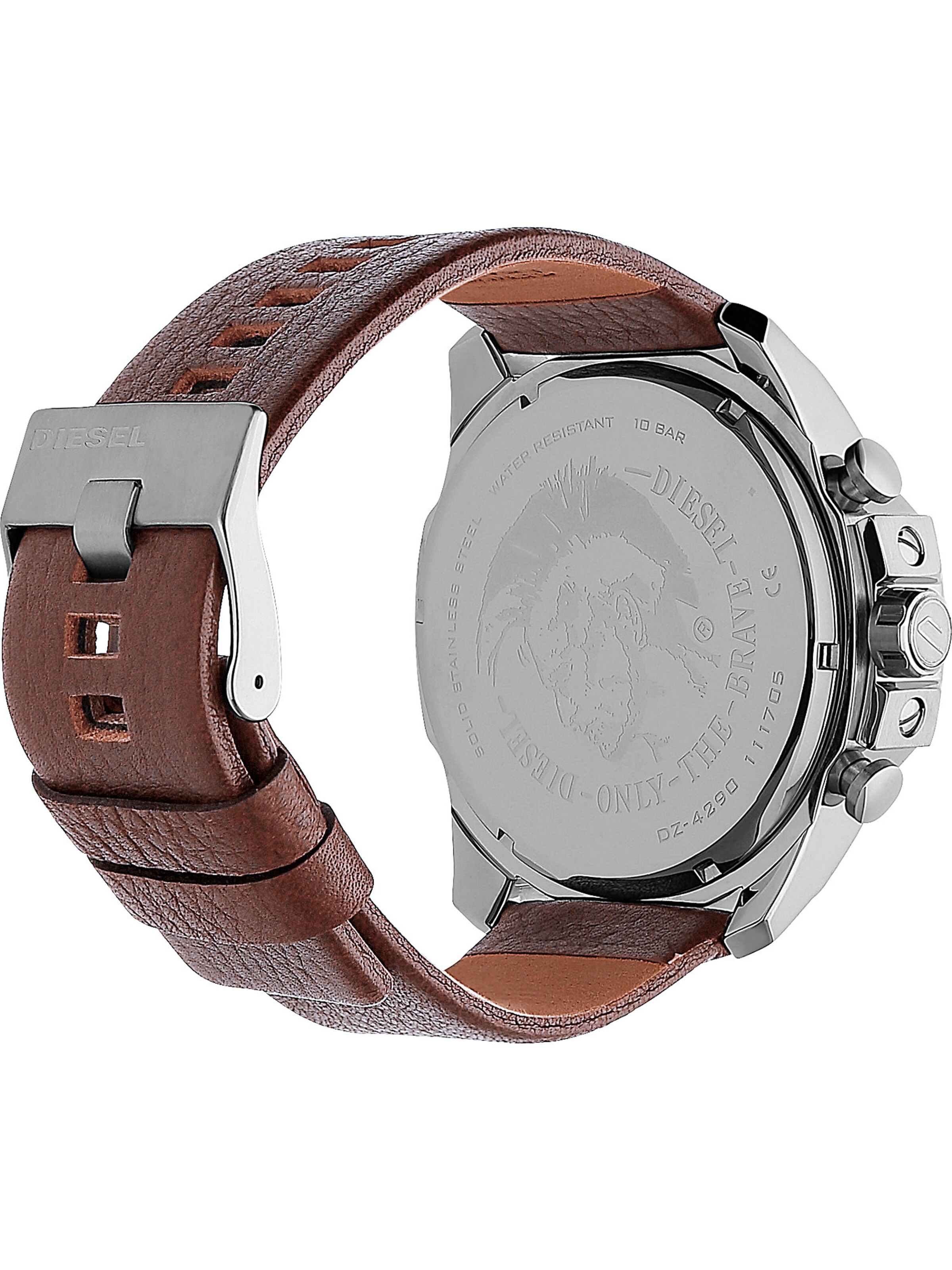 DIESEL Analóg órák 'Mega Chief' sötét barna / ezüst