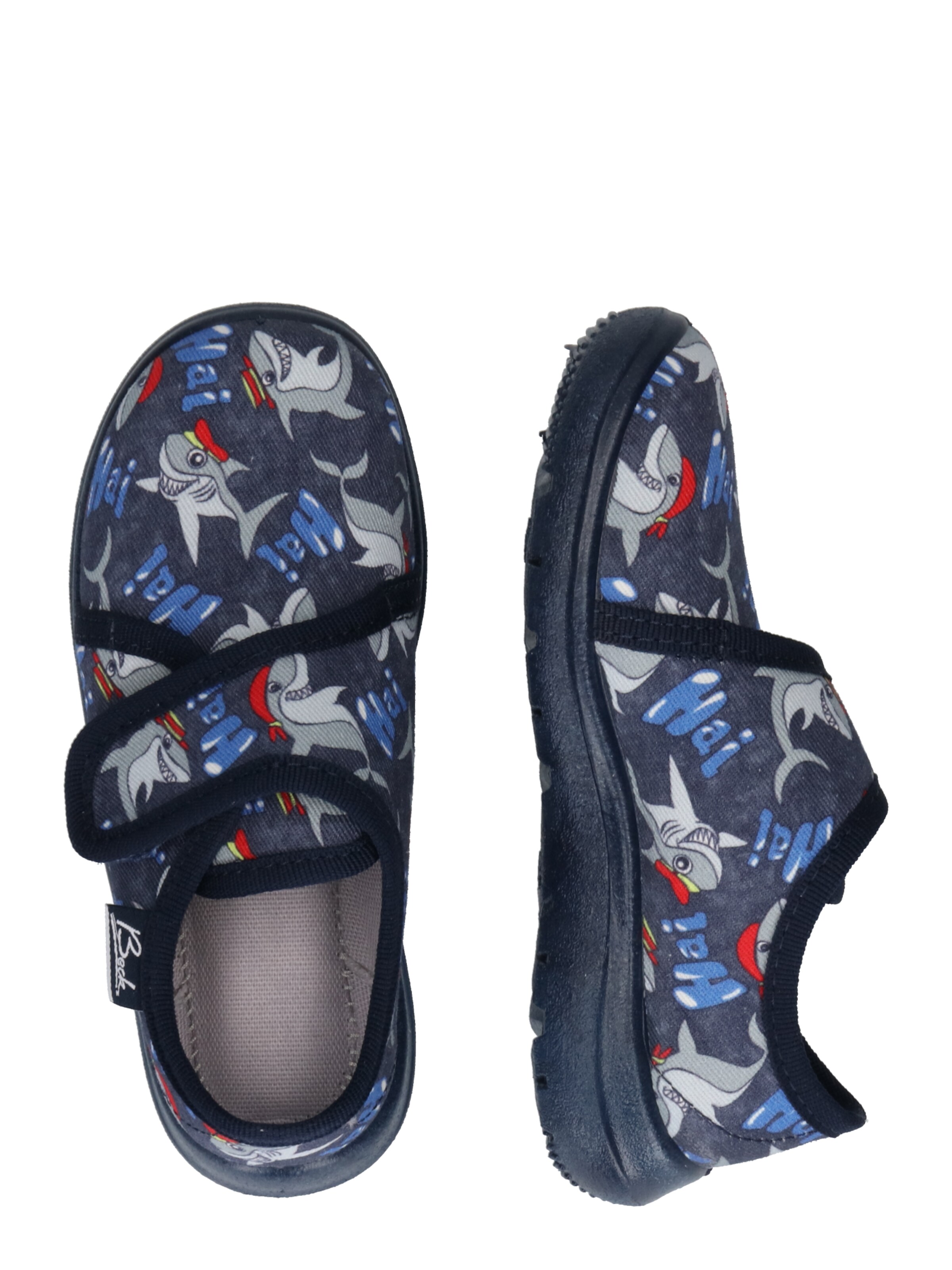BECK Házi cipő 'Haie' tengerészkék / sötétkék / szürke / piros / fehér