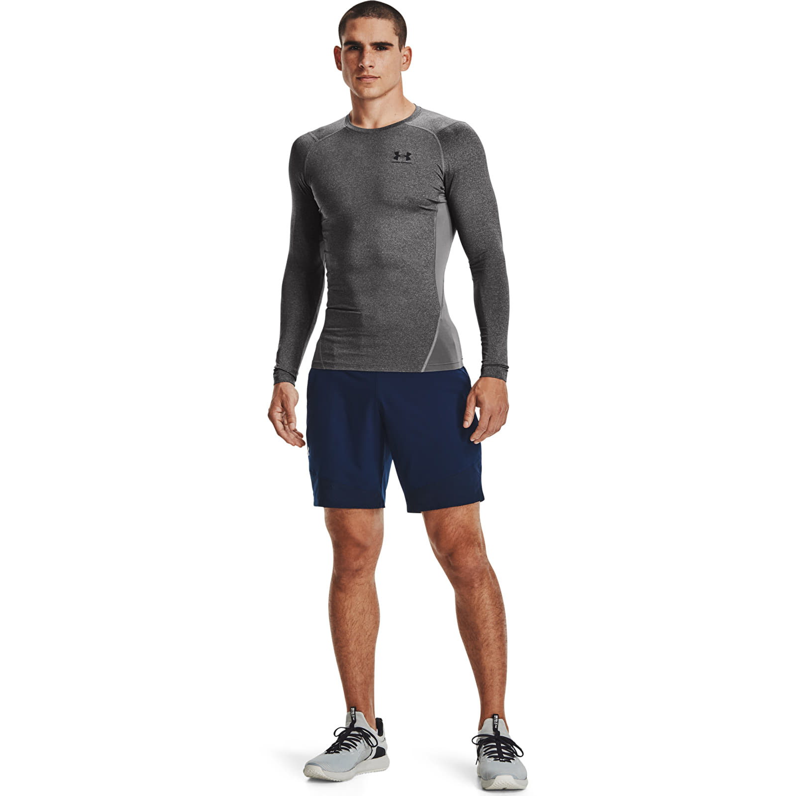 Póló Under Armour Hg Armour Comp LS Carbon Heather/ Black M