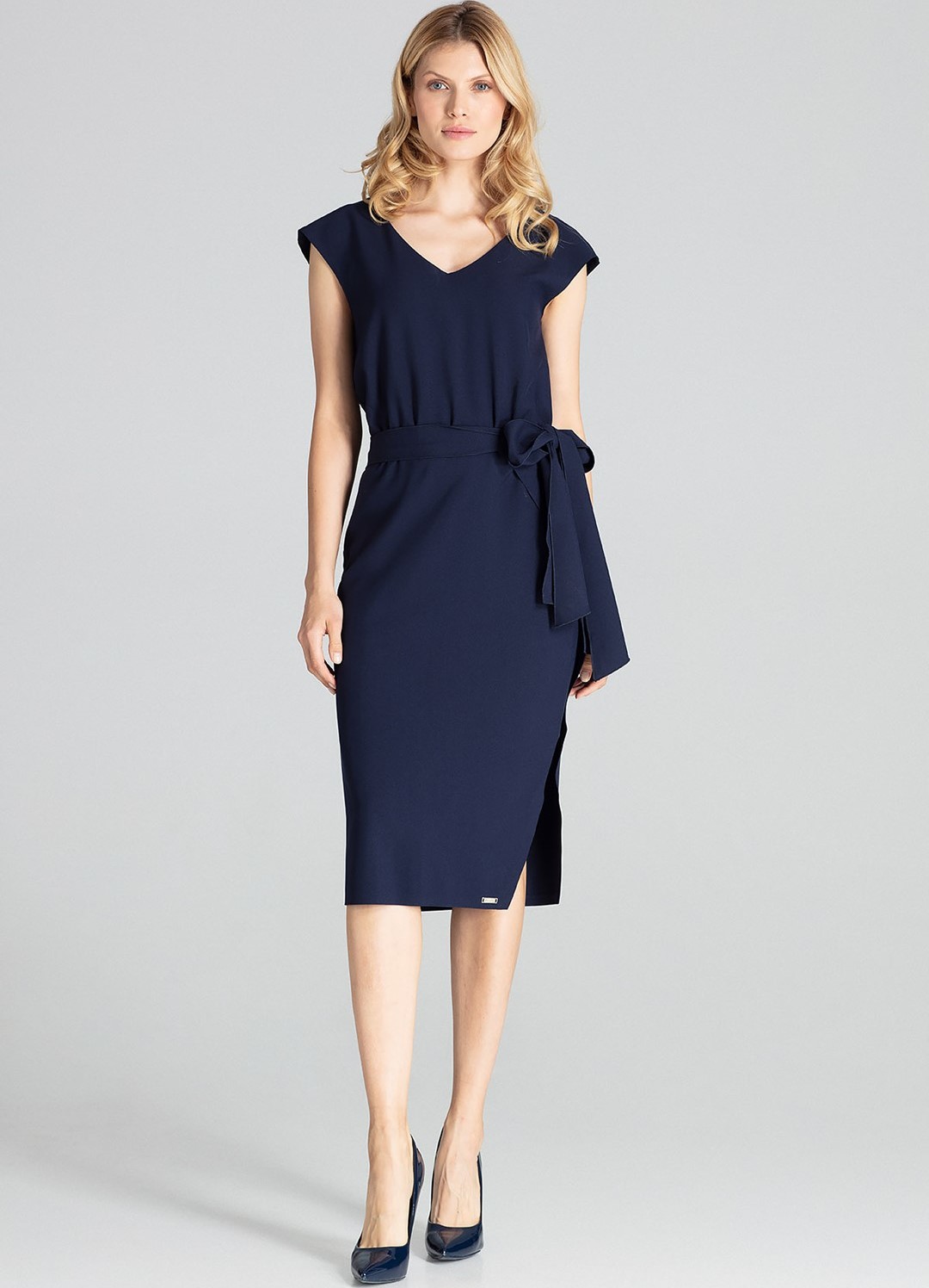 FIGL Elegáns ruha övvel M674 Navy