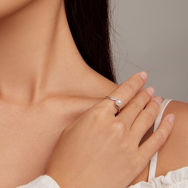 Ékszerkirály Ezüst női gyűrű, szív alakú, gyönggyel, 6