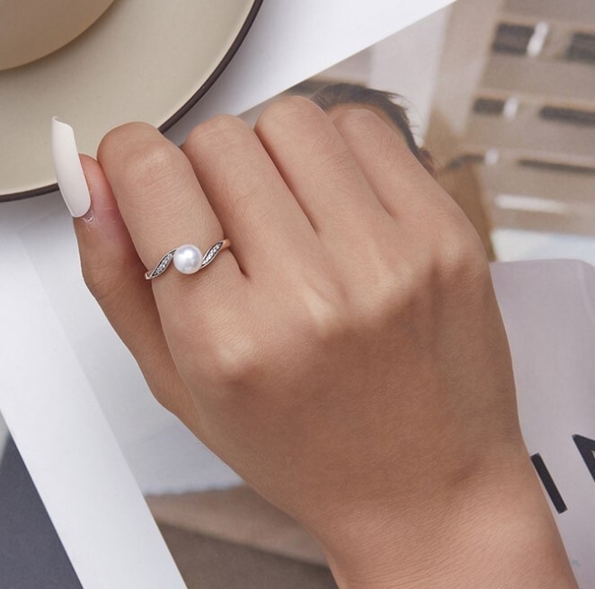 Ékszerkirály Ezüst női gyűrű, szív alakú, gyönggyel, 6