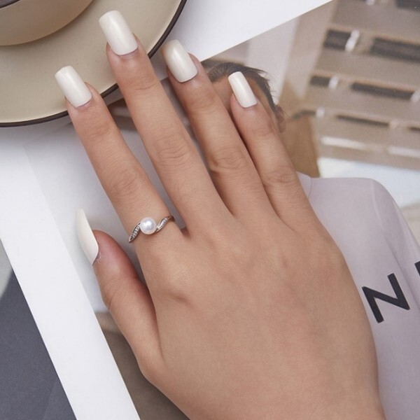 Ékszerkirály Ezüst női gyűrű, szív alakú, gyönggyel, 6