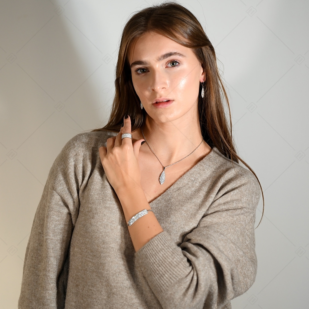 BALCANO - Tesoro / Háromsoros nemesacél lánc karkötő íves kristály fejrésszel