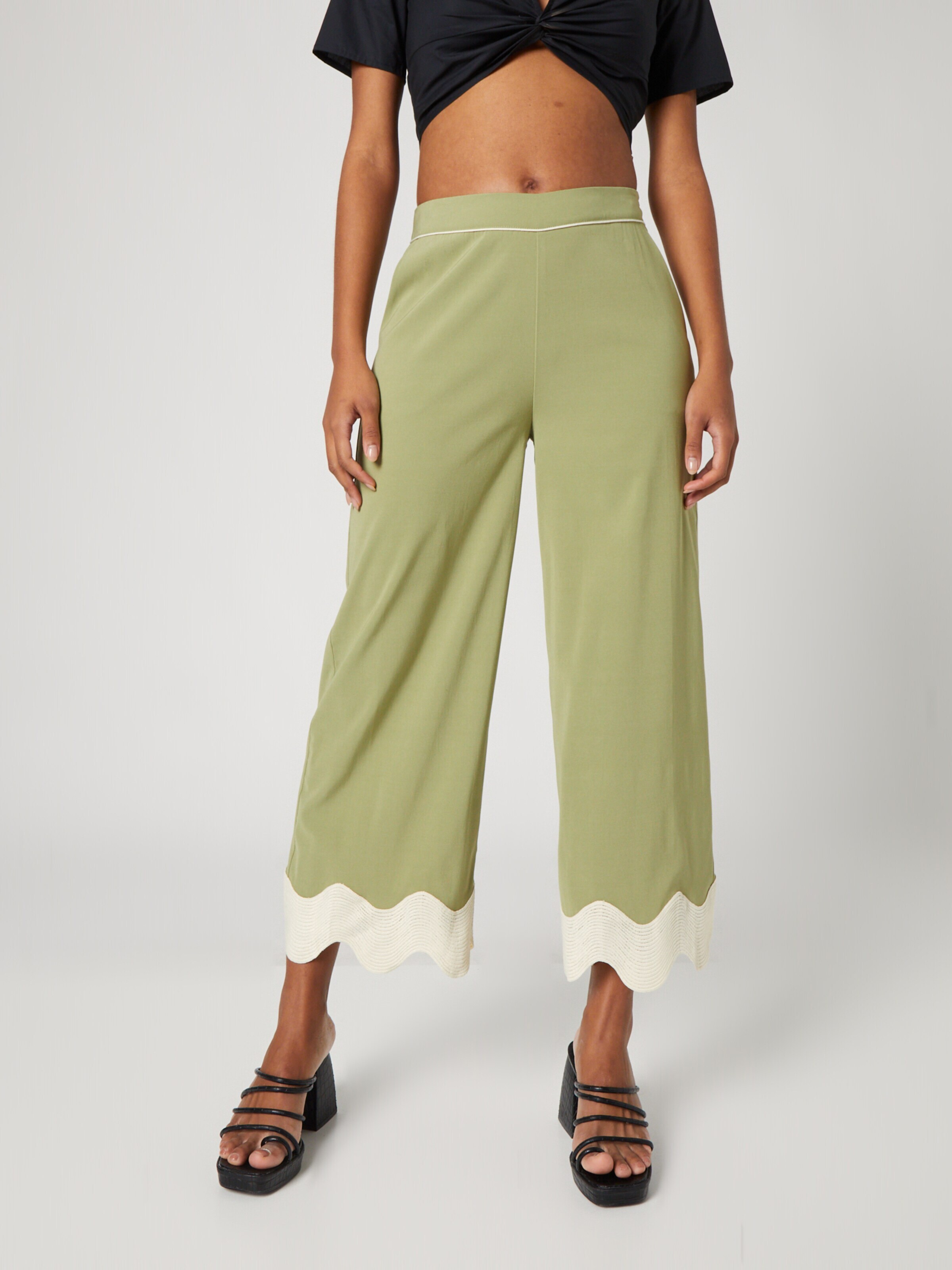 Katy Perry exclusive for ABOUT YOU Nadrág 'Nora' bézs / zöld