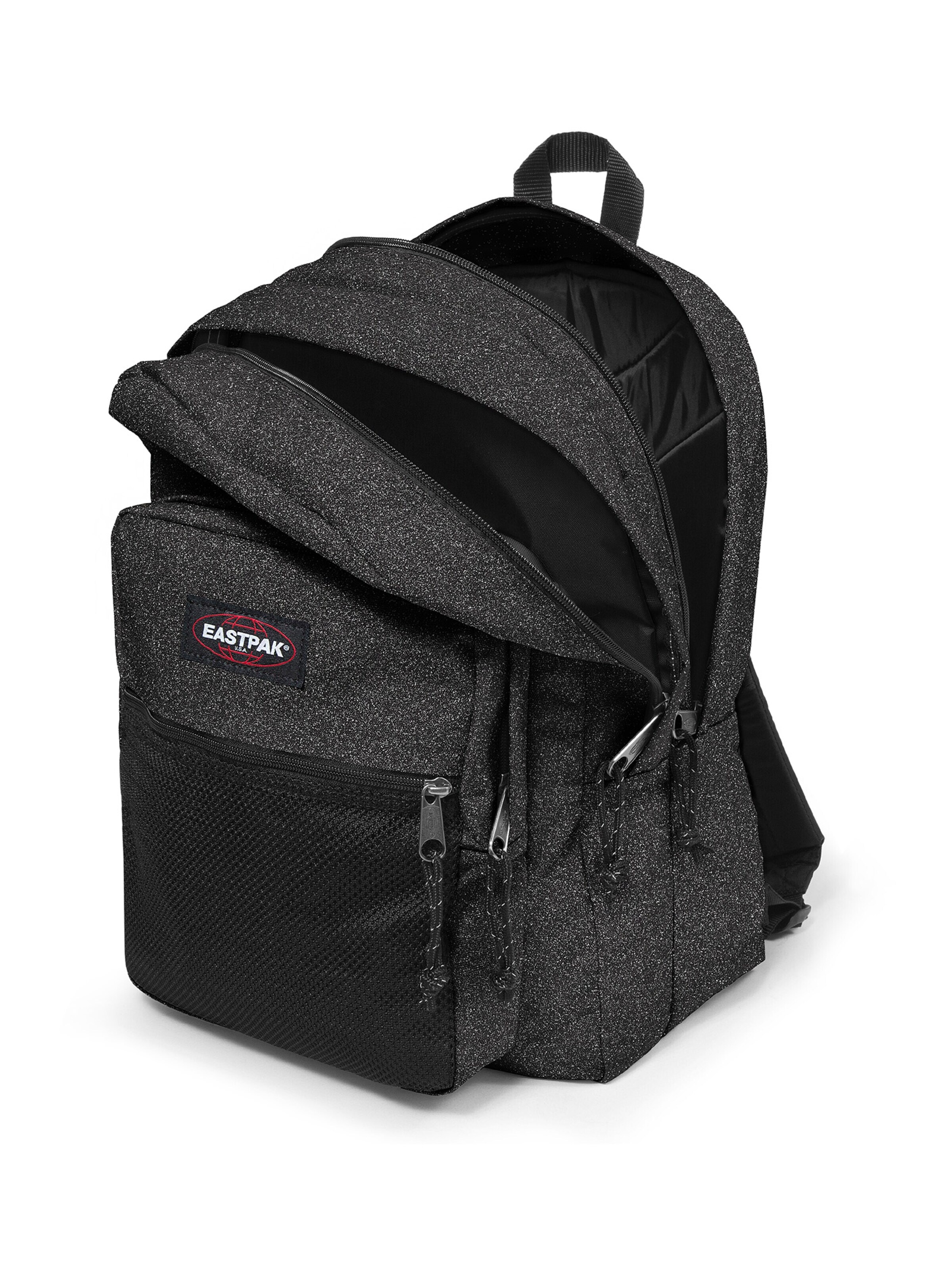 EASTPAK Hátizsák 'Pinnacle' szürke / piros / fekete / fehér