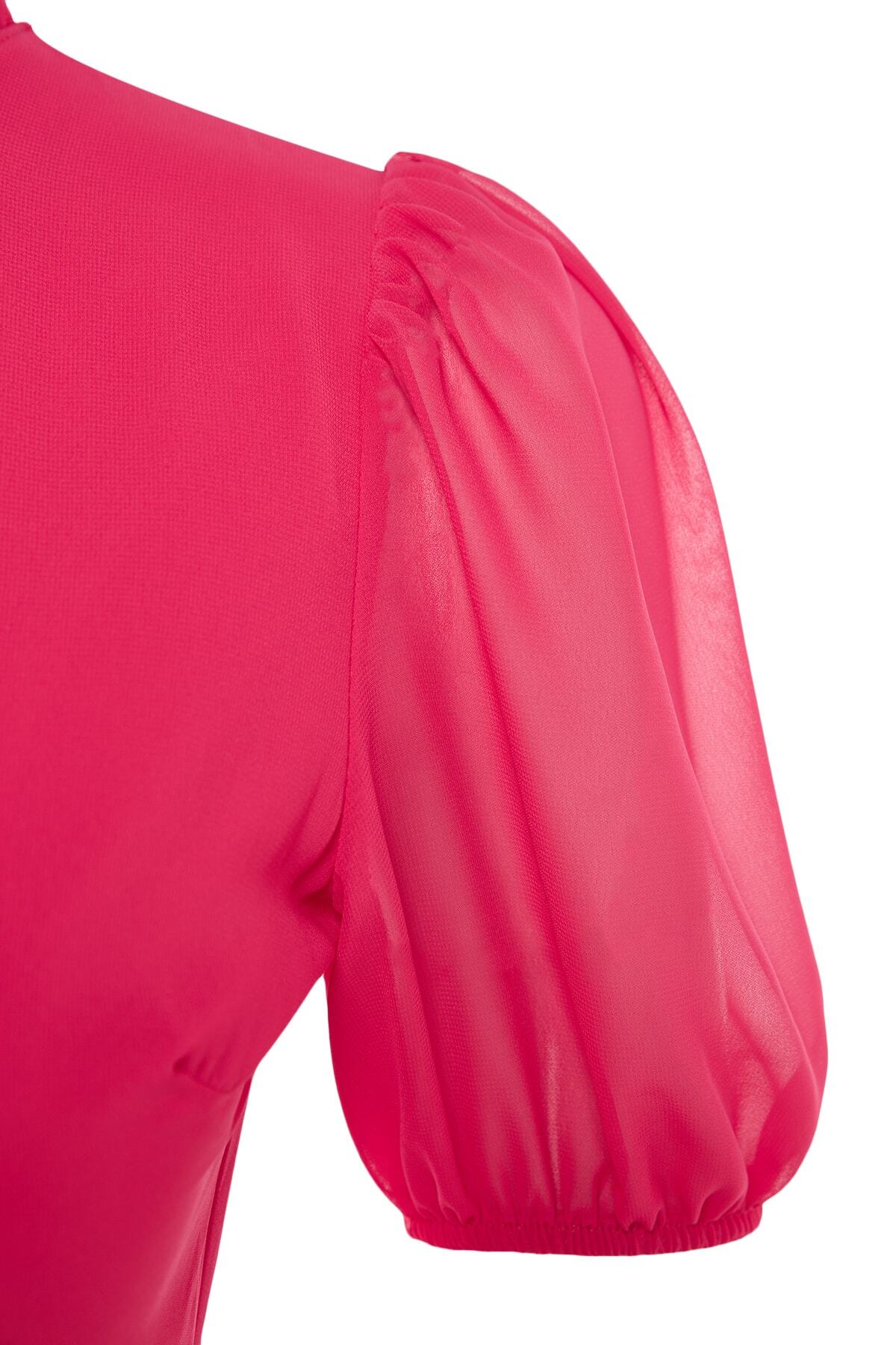 Trendyol Fuchsia A-Cut Flounce Chiffon Lined Woven Woven Dress