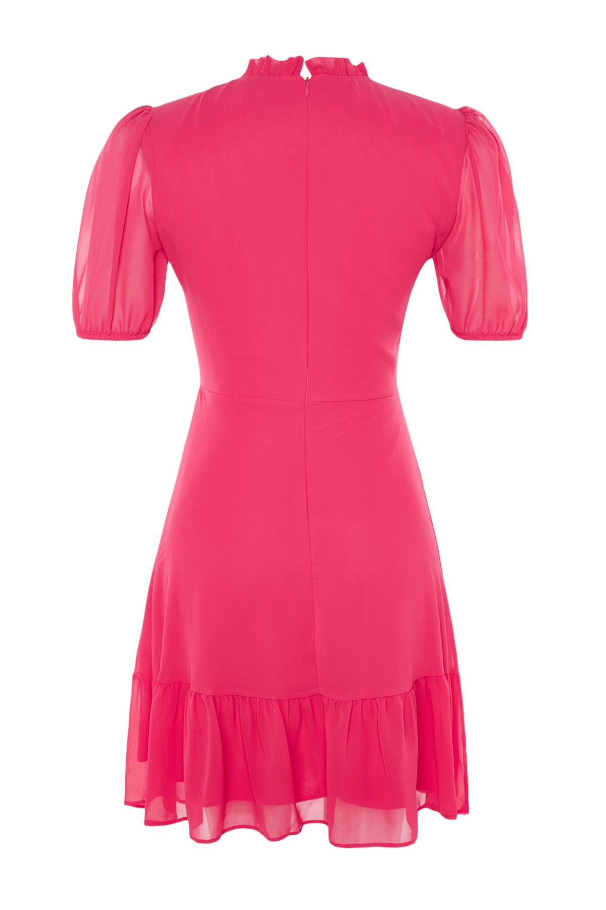 Trendyol Fuchsia A-Cut Flounce Chiffon Lined Woven Woven Dress