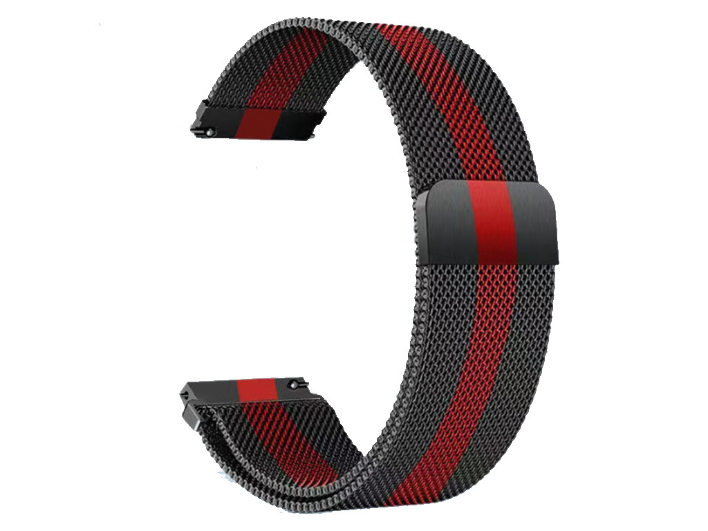 Madvell Fém szíj Milanese fekete piros csíkkal 22mm