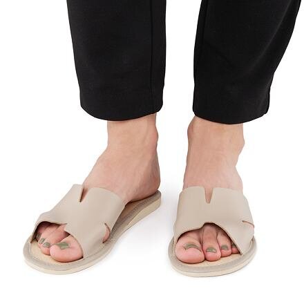 Vlnka Nyitott női nyári bőr papucs, bézs felnőtt cipő