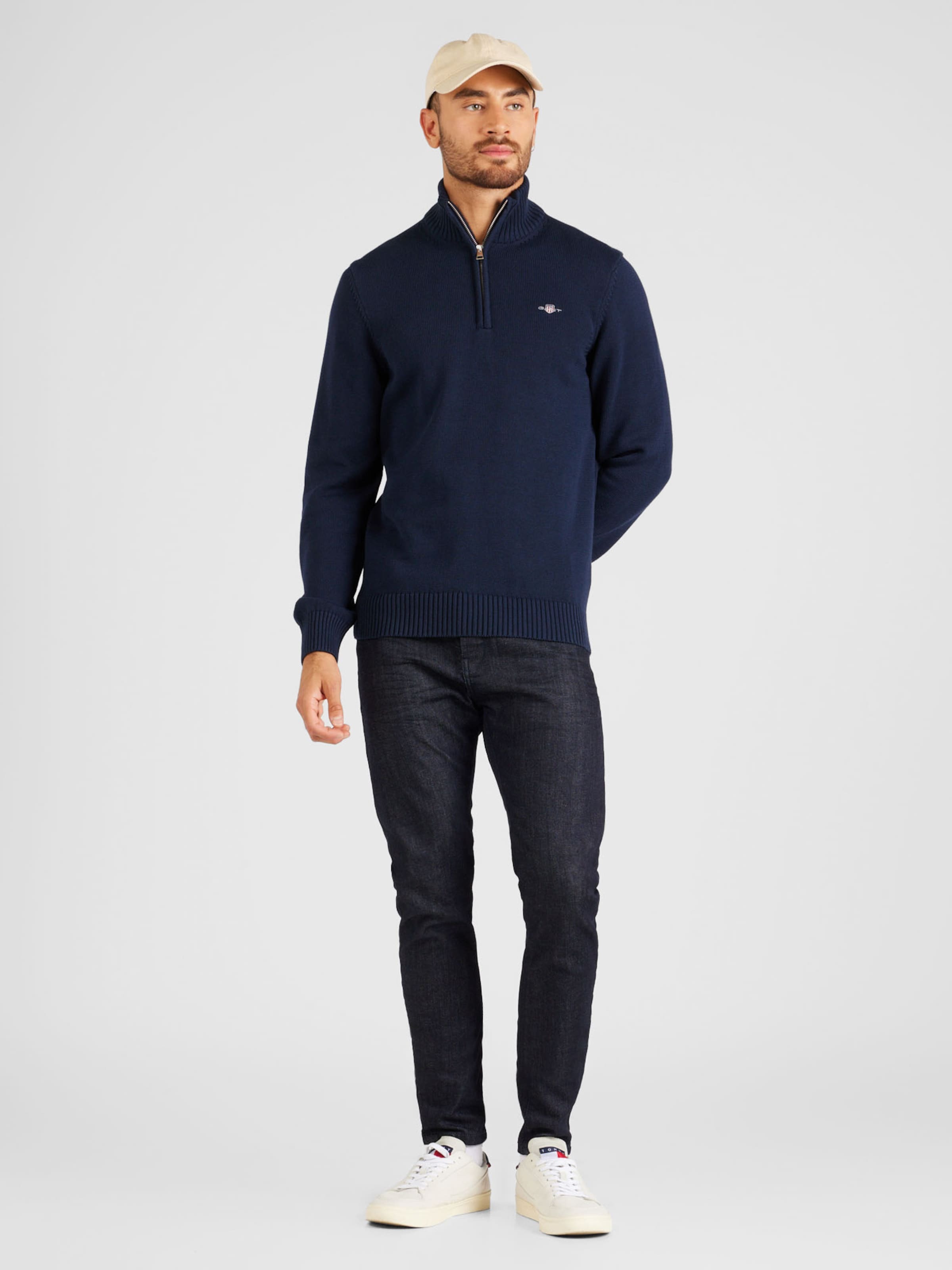 GANT Pulóver tengerészkék / burgundi vörös / fehér