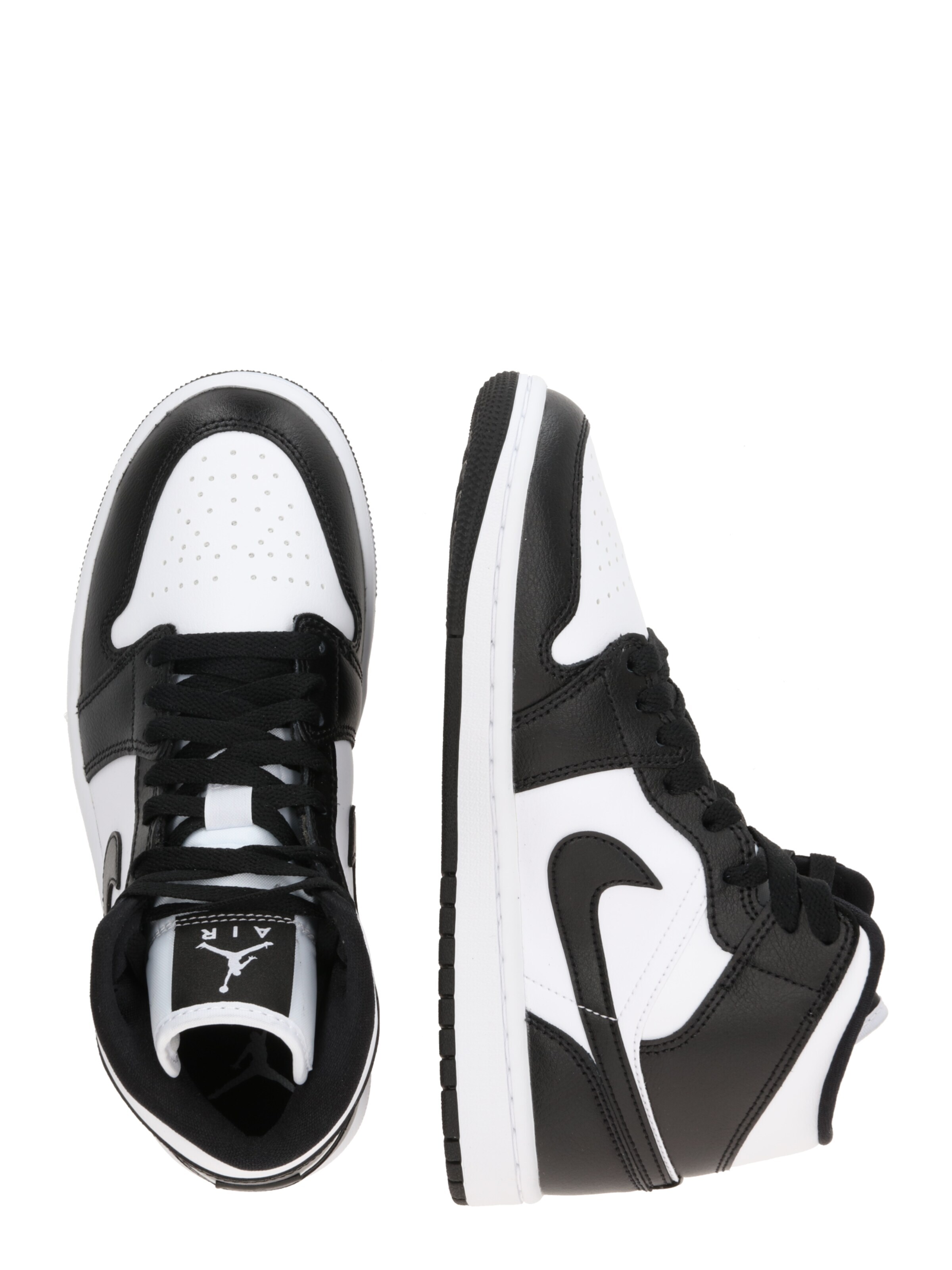 Jordan Magas szárú sportcipők 'AIR JORDAN 1' fekete / fehér