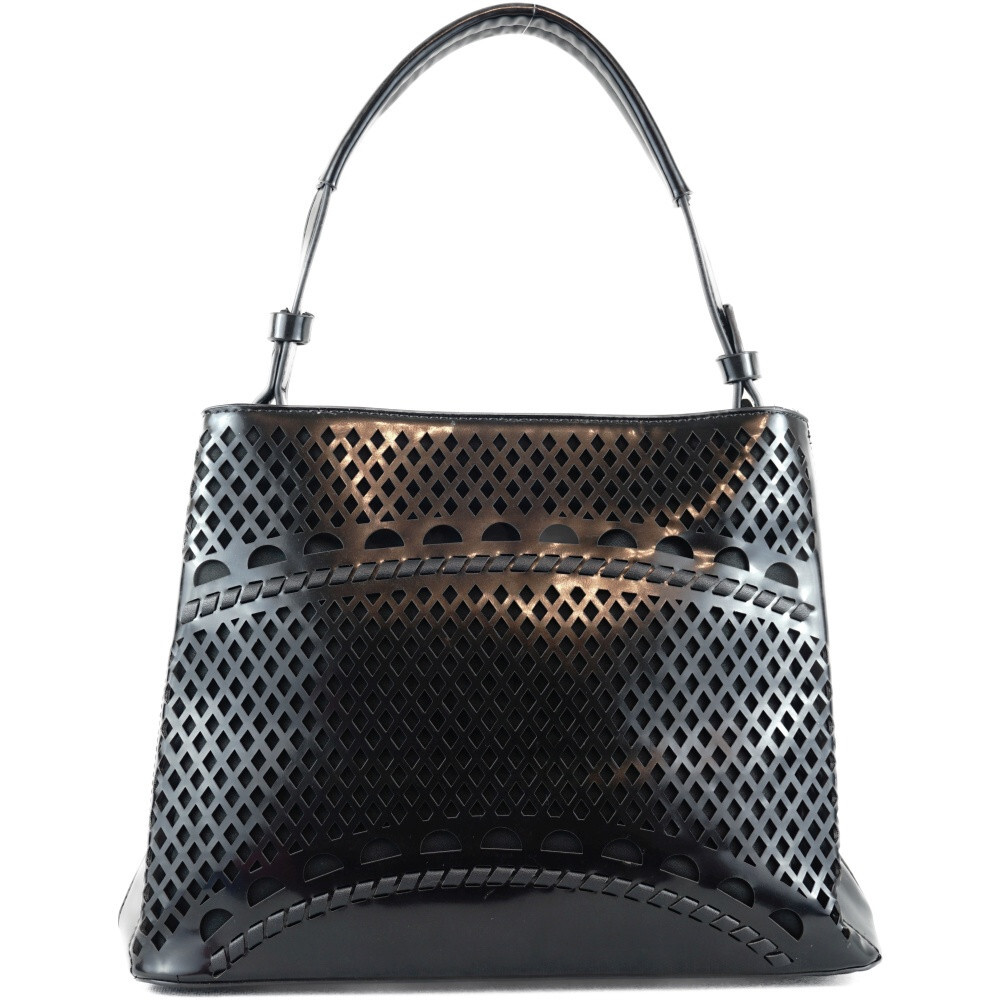 Silvia Rosa női kézitáska lézervágott mintával, műbőr, fekete