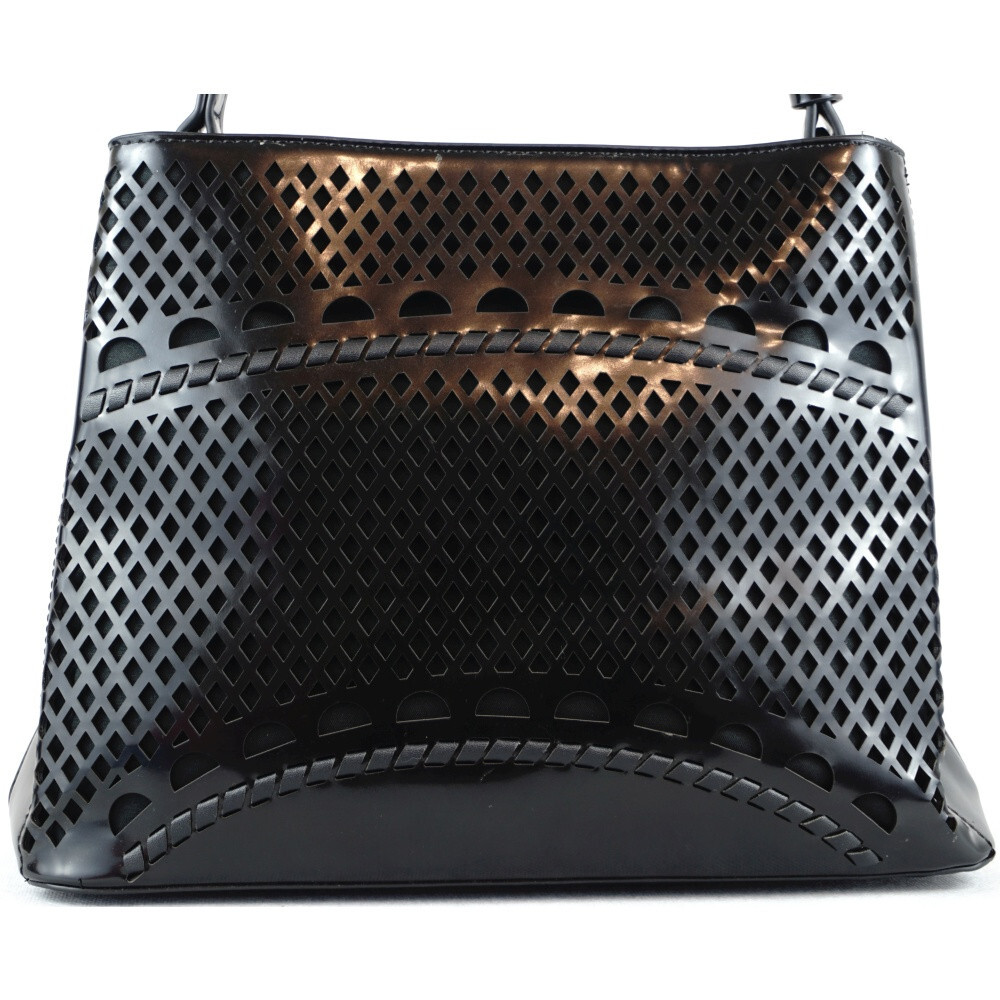 Silvia Rosa női kézitáska lézervágott mintával, műbőr, fekete