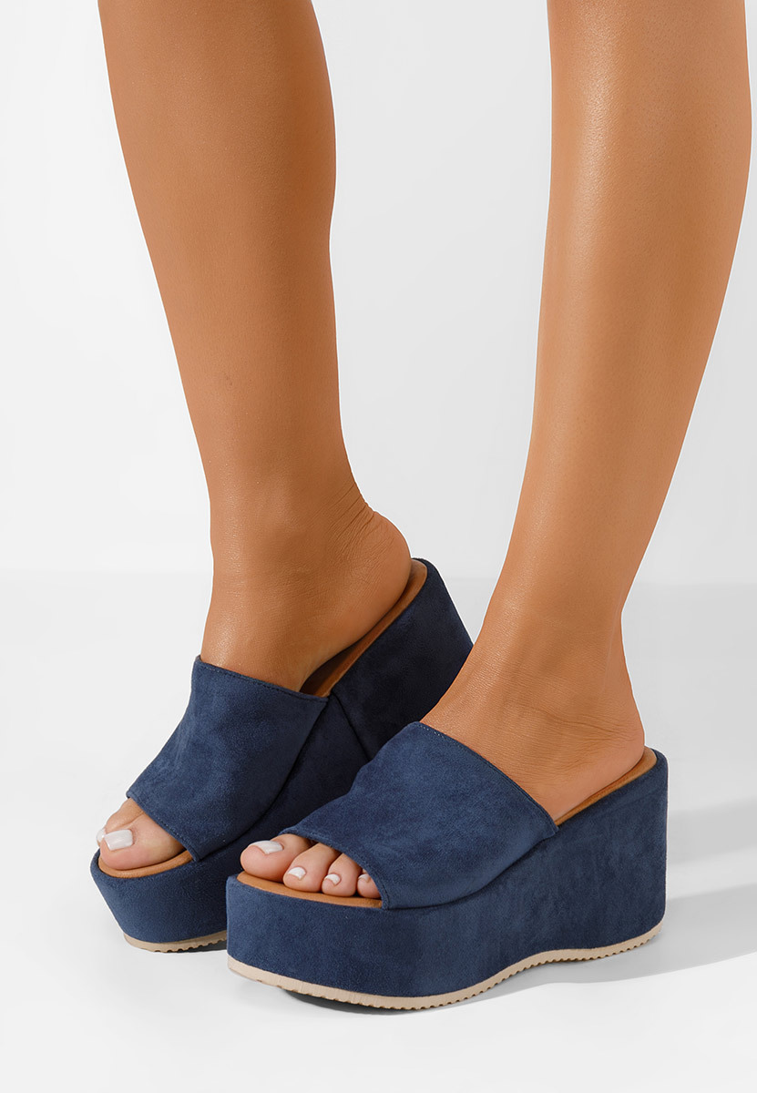 Zapatos Belona kék telitalpú platform papucs