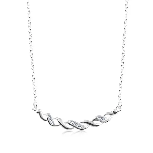 Ekszer Eshop - 925 ezüst nyakék, két összefont hullám - sima és cirkóniás SP15.19