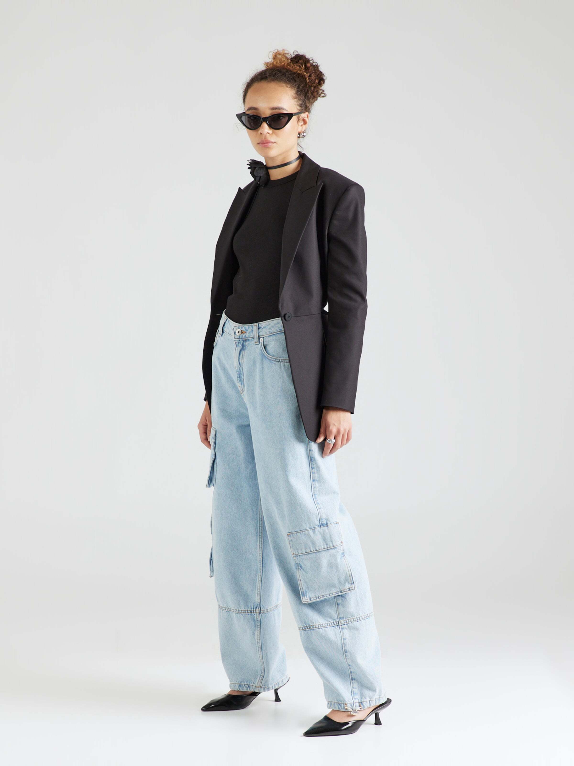 HUGO Top fekete / fehér