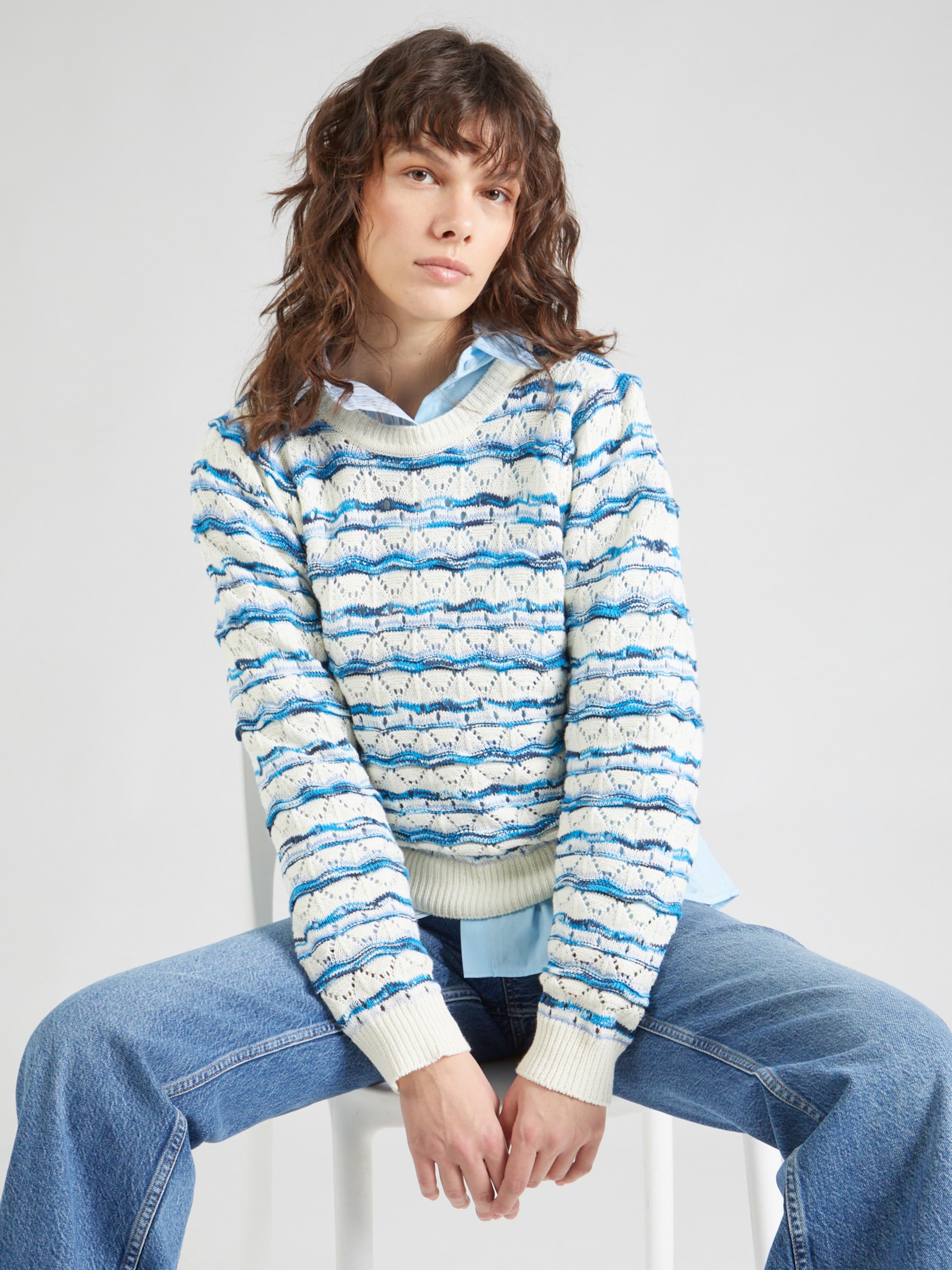minus Pulóver 'Kalima' tengerészkék / galambkék / fehér