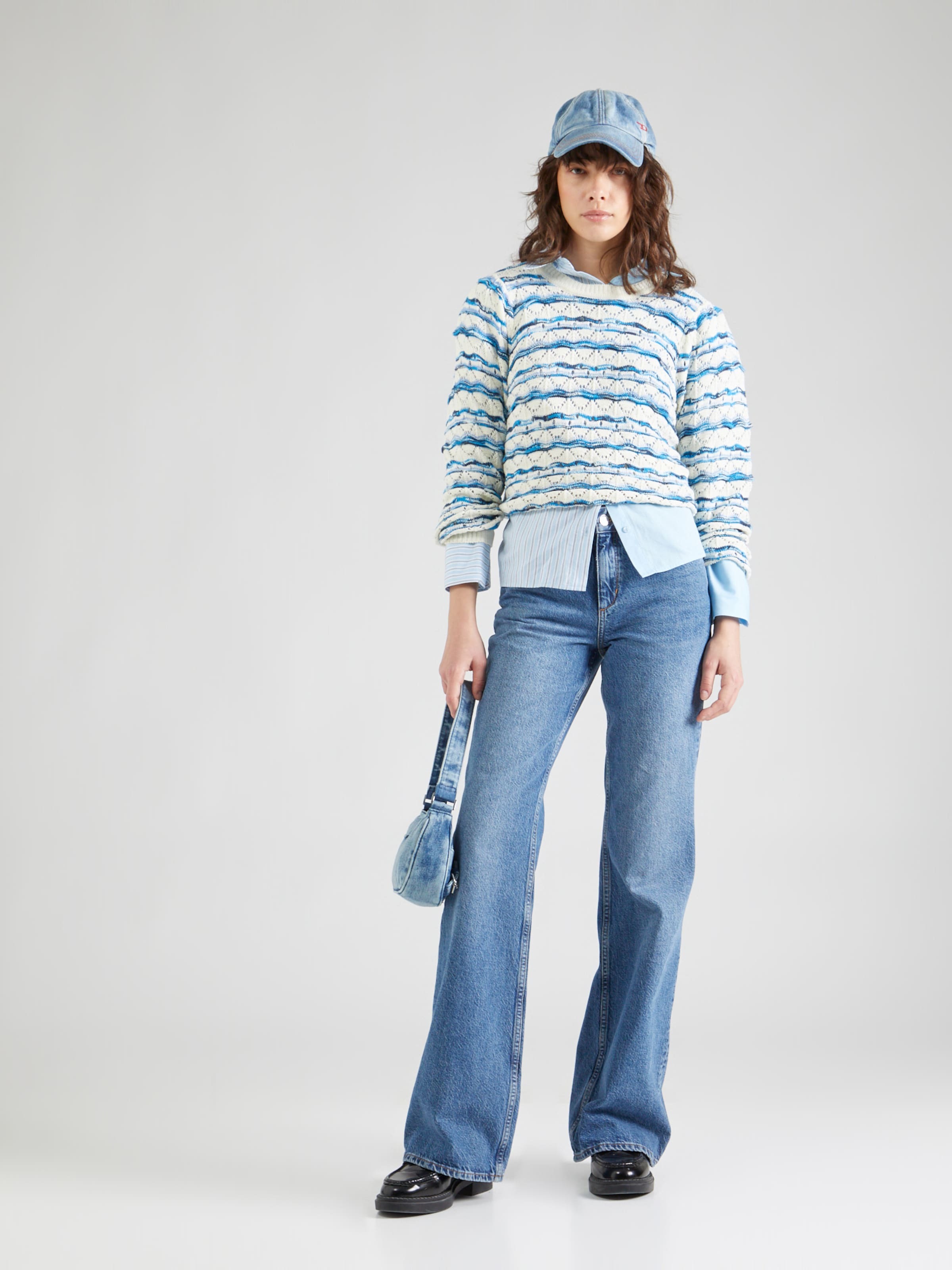 minus Pulóver 'Kalima' tengerészkék / galambkék / fehér