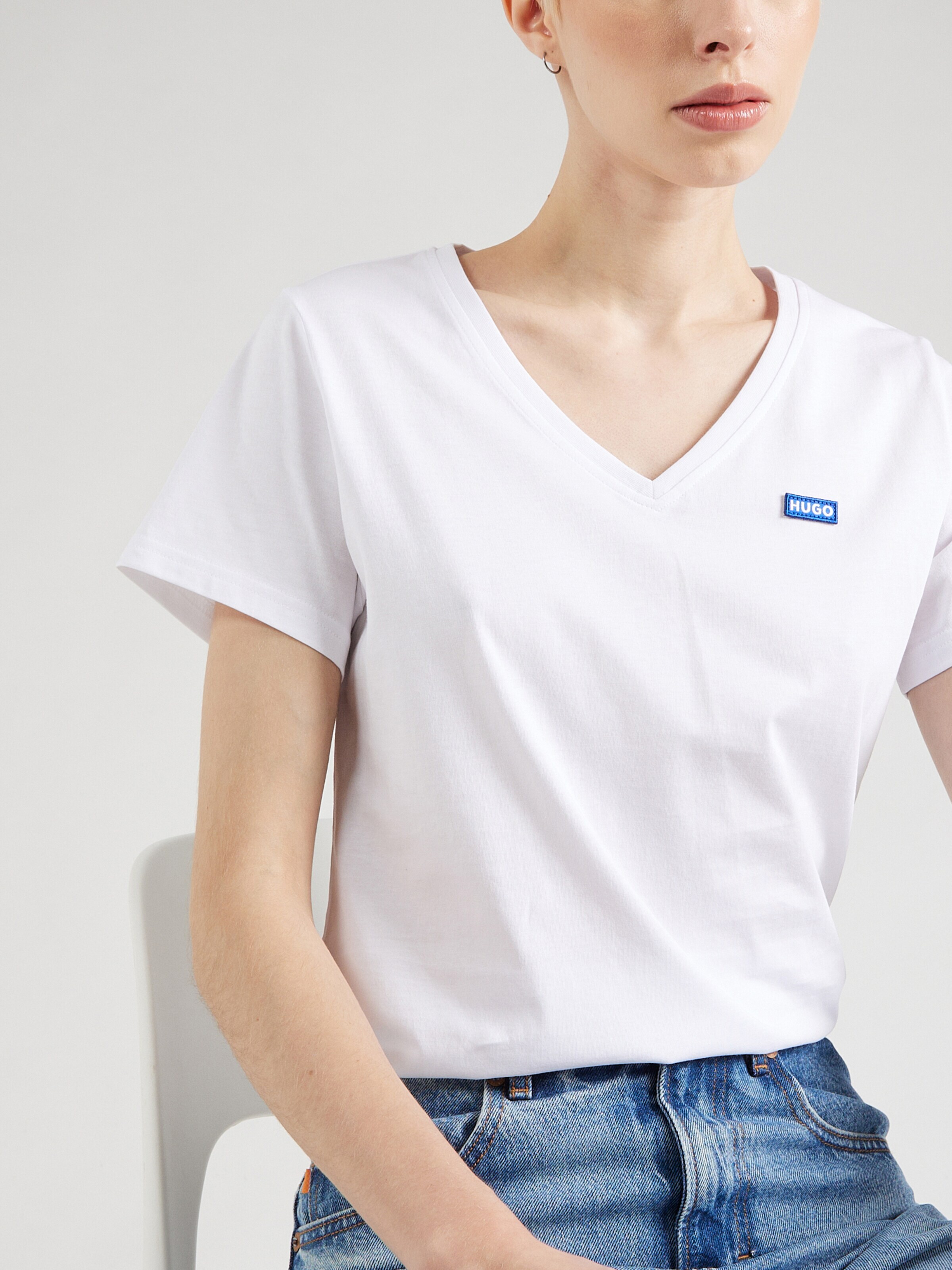 HUGO Póló 'Classic' kék / fehér