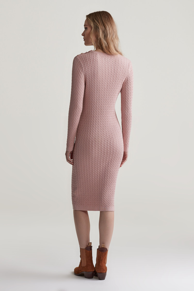 RUHA GANT MINI CABLE KNIT DRESS DUSTY PINK