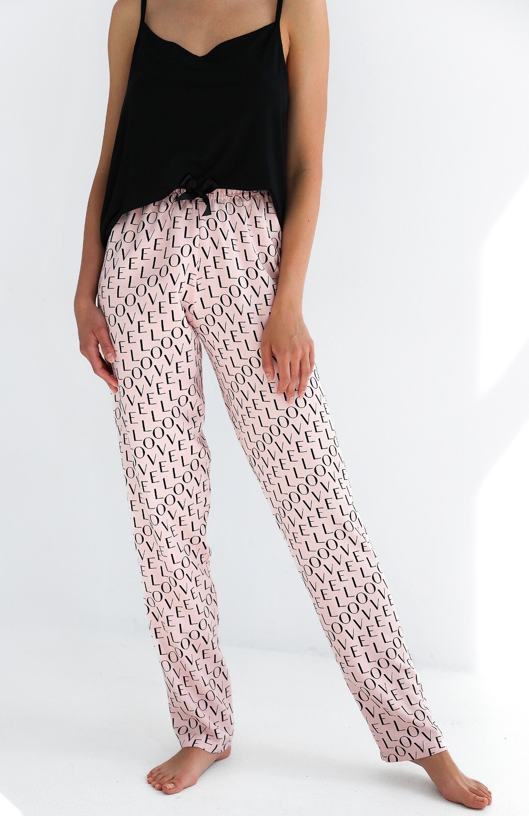 Sensis Paula fekete és rózsaszín pizsama w/r S-XL