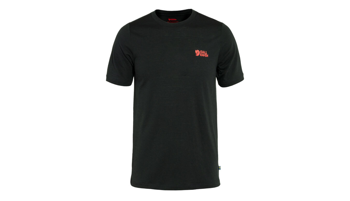 Fjällräven Abisko Wool Logo SS M Black Férfiak - Pólók Fjällräven - Fekete - F86977-550-L