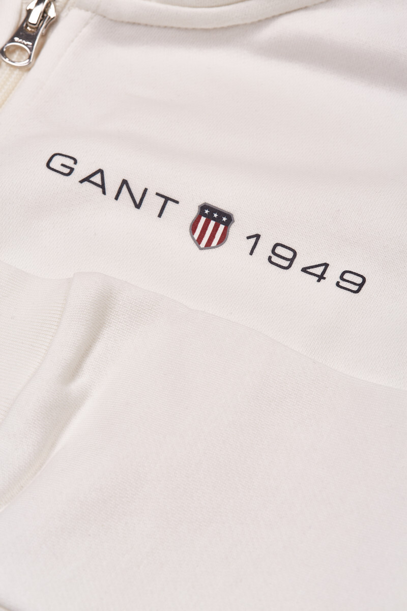 MELEGÍTŐ FELSŐ GANT REG PRINTED GRAPHIC ZIP HOOD EGGSHELL