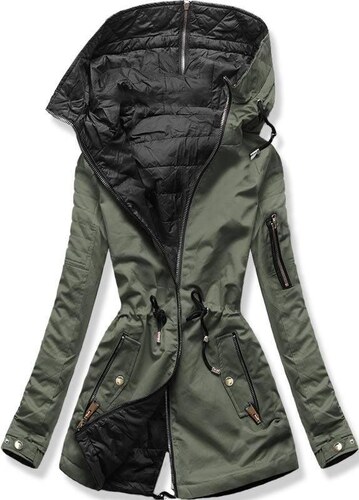 Butikmoda Kifordítható parka kabát kheki és fekete színű Butikmoda Fekete színű kifordítható tavaszi dzseki GLAMI.hu