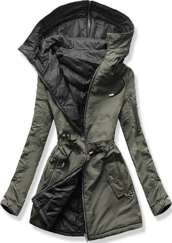 Butikmoda Kheki és fekete színű kifordítható parka kabát Butikmoda Fekete színű kifordítható tavaszi dzseki GLAMI.hu