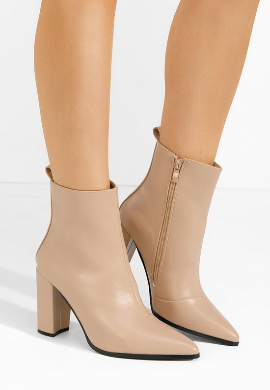 Zapatos Adalina bézs magassarkú bokacsizma