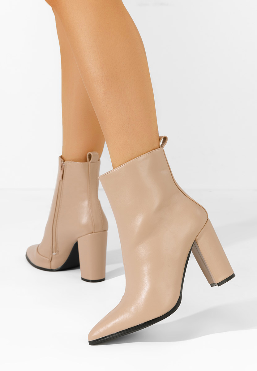 Zapatos Adalina bézs magassarkú bokacsizma