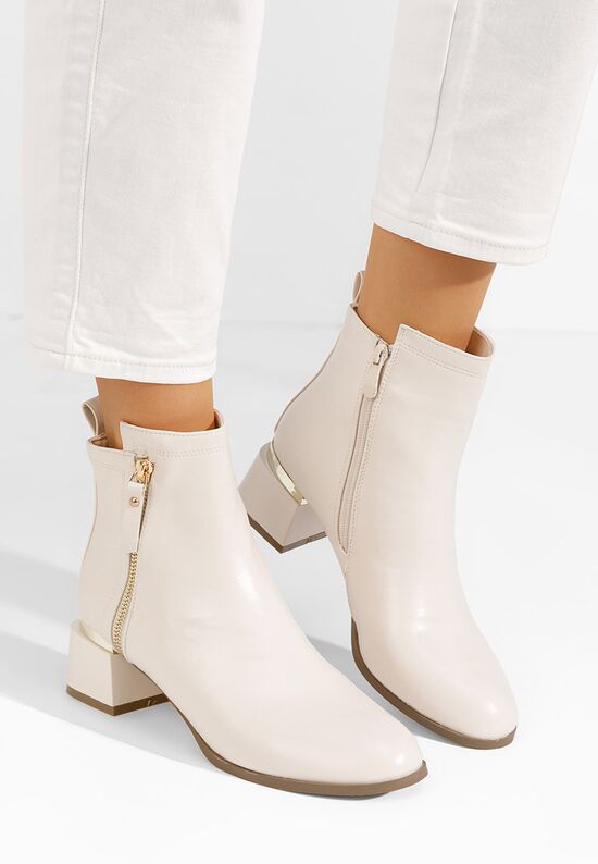 Zapatos Assisa bézs bokacsizma vastag sarokkal