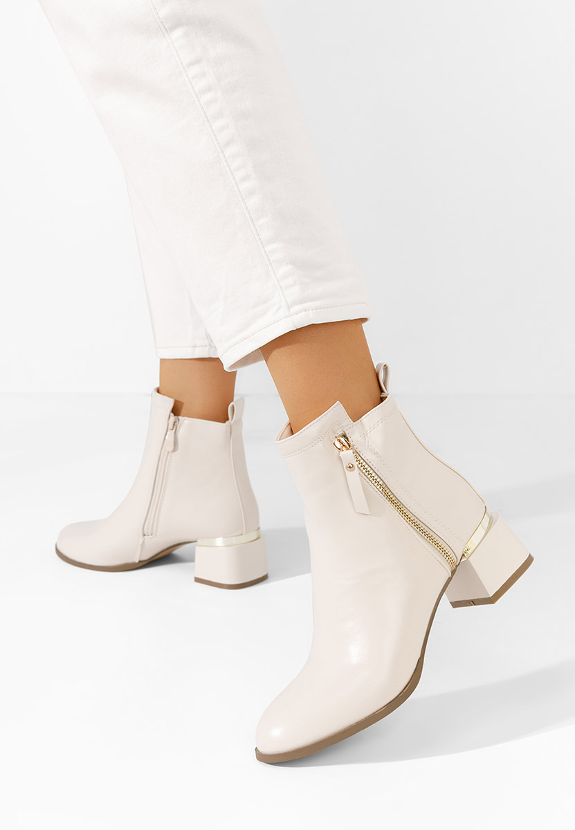 Zapatos Assisa bézs bokacsizma vastag sarokkal