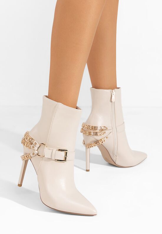 Zapatos Verena bézs tűsarkú bokacsizma