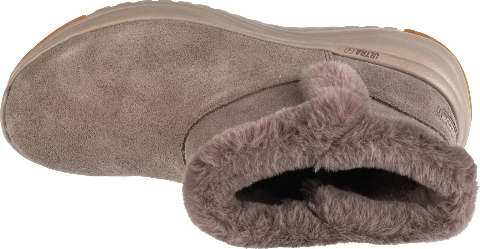 Barna női Skechers On-The-Go Stellar - Cozy Step Velúr téli bokacsizma 144775-DKTP