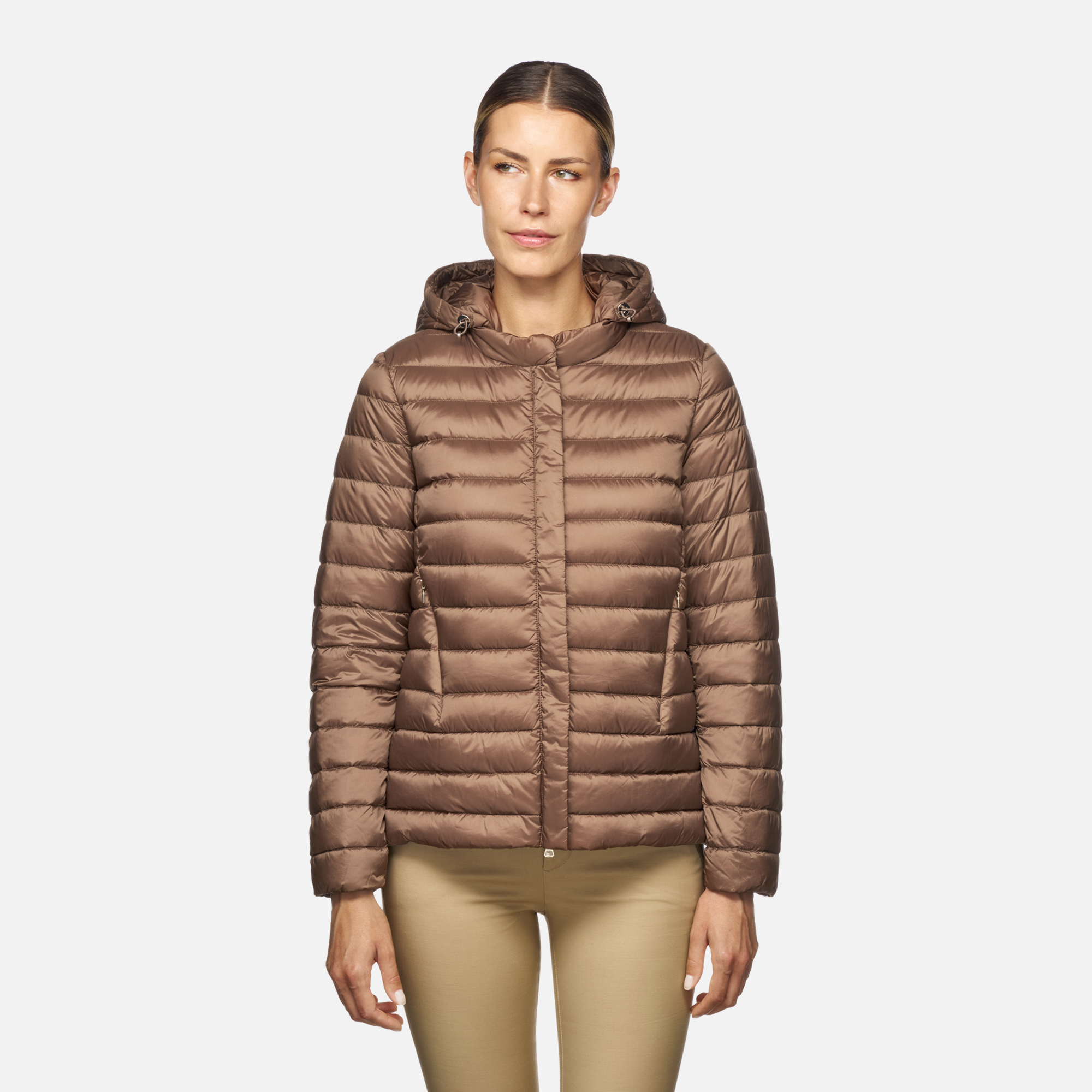 Dark Brown Women's Quilted Jacket Geox Jaysen - Women's