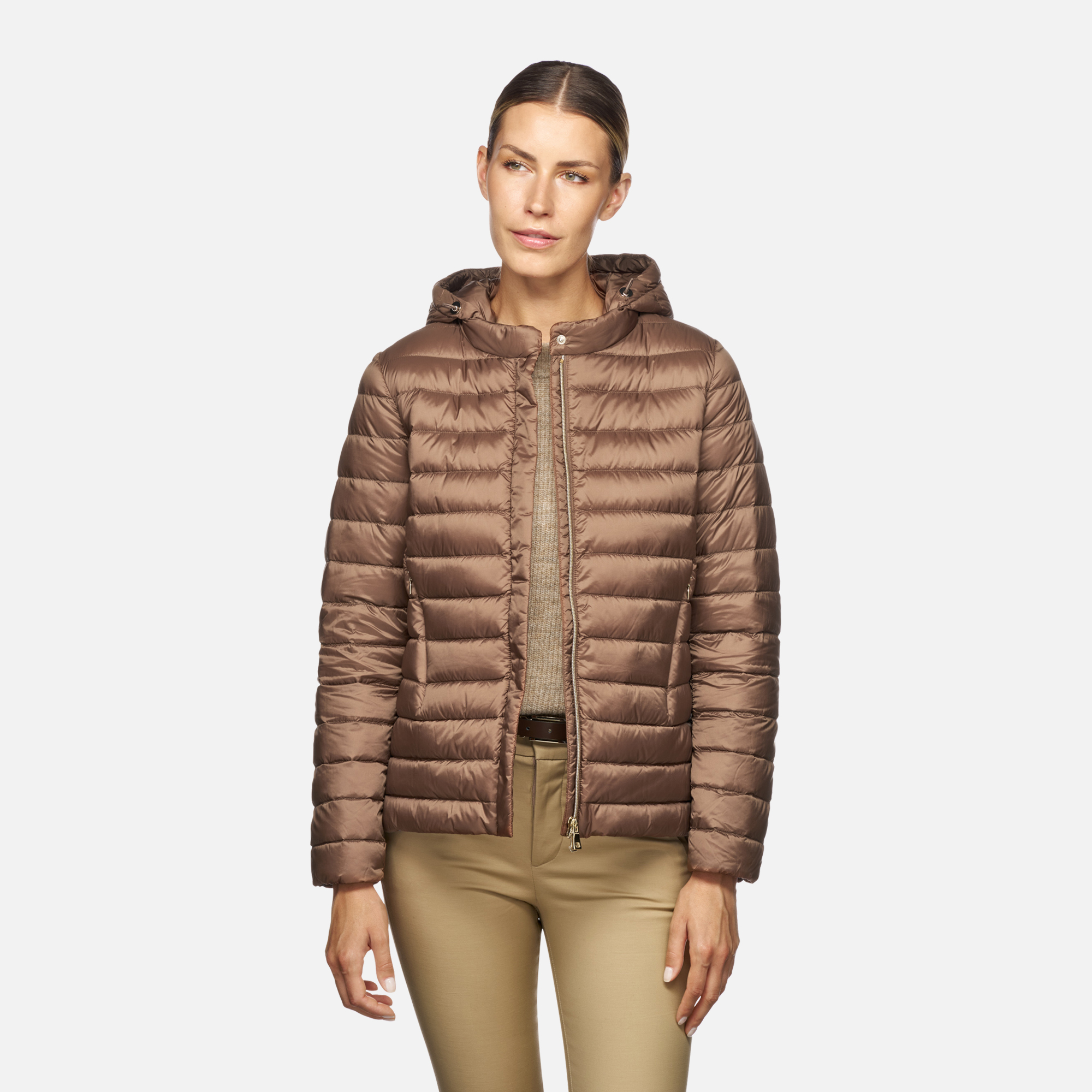 Dark Brown Women's Quilted Jacket Geox Jaysen - Women's
