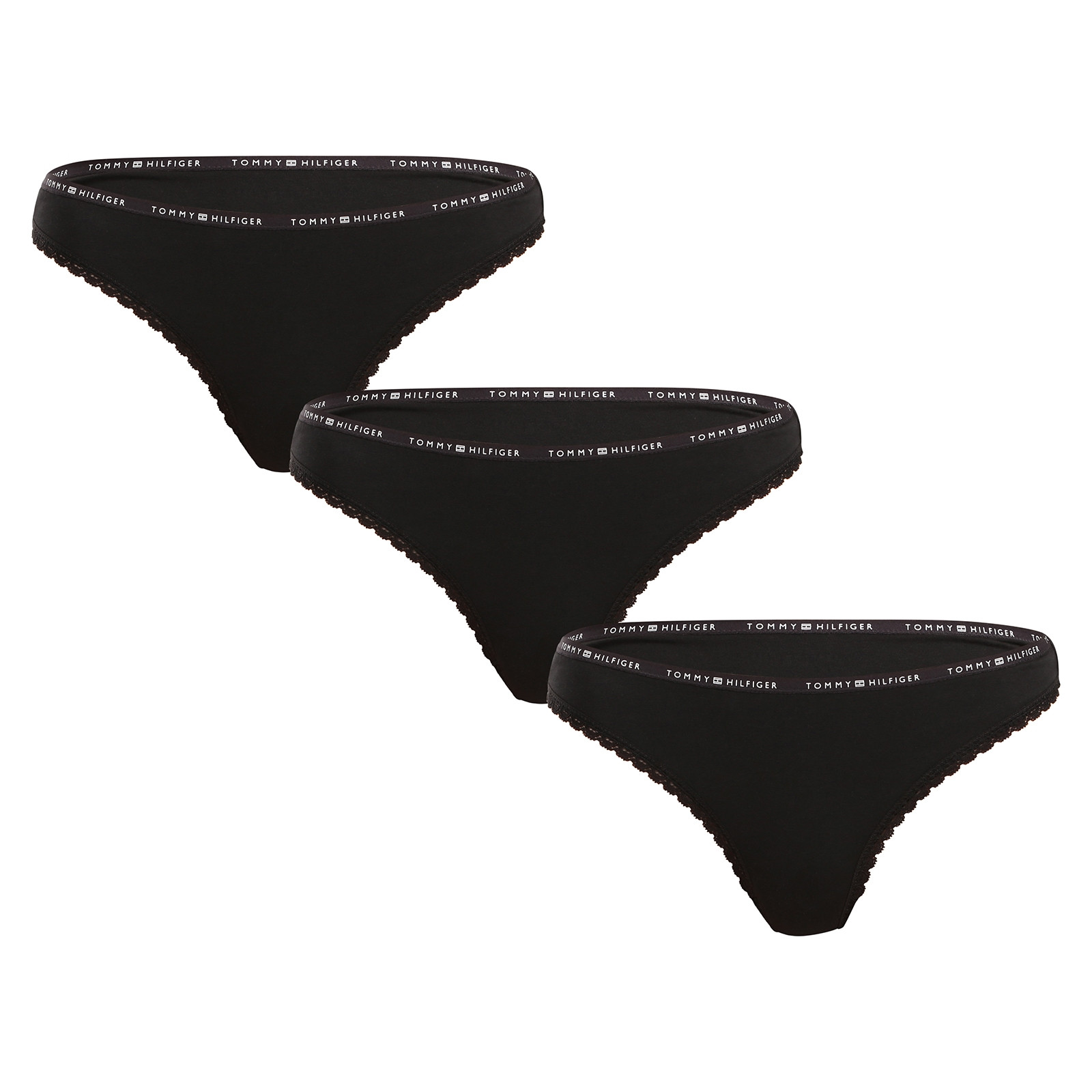 3PACK Fekete Tommy Hilfiger női tanga