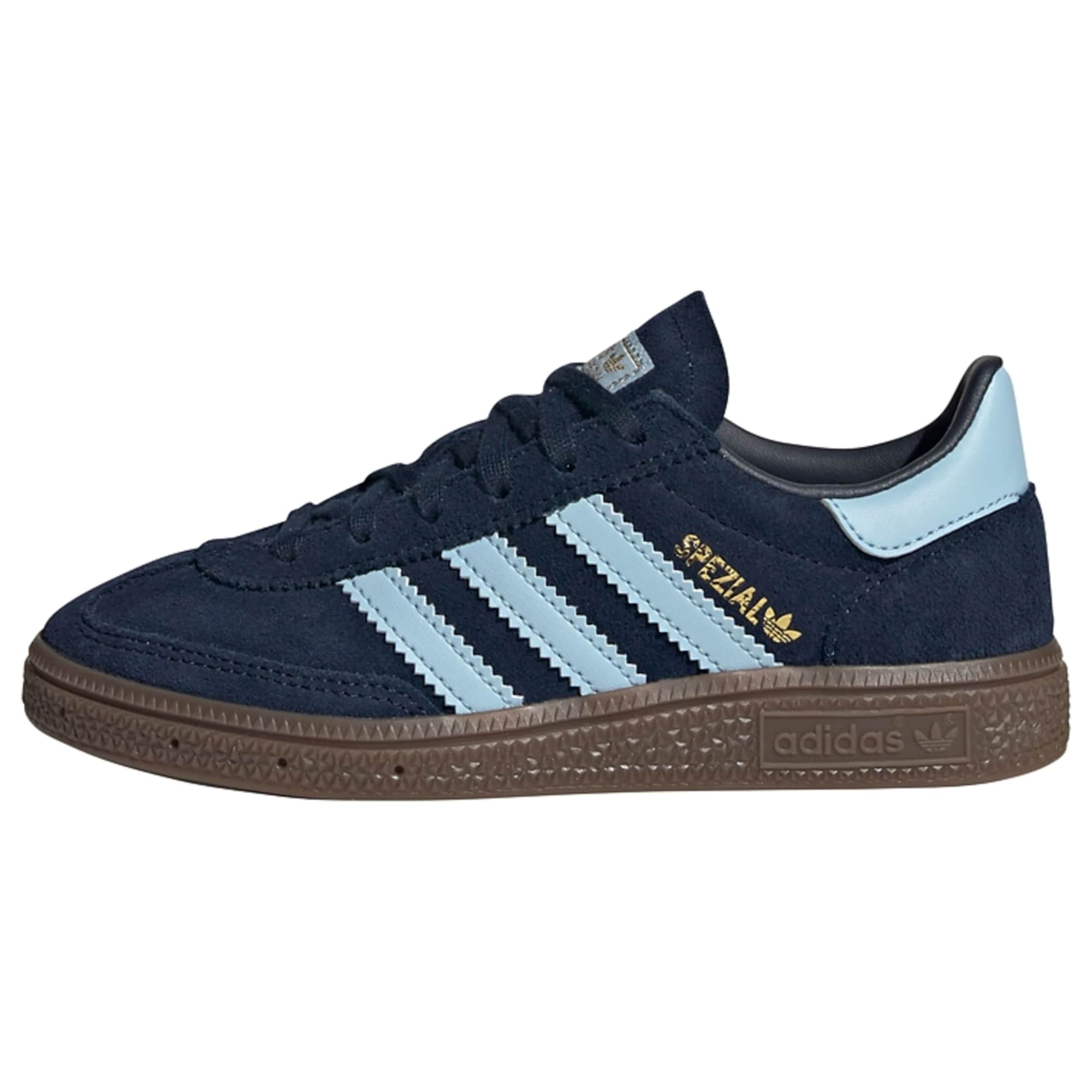 ADIDAS ORIGINALS Sportcipő 'Handball Spezial' tengerészkék / világoskék / barna / arany