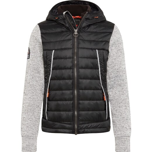 Superdry Átmeneti dzseki 'Storm Flash Hybrid' szürke melír Levi's Kids, Dzseki kontrasztos szegélyekkel, FeketeFehér