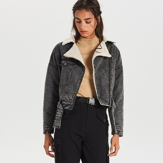 Cropp Motoros farmerdzseki övvel Világosszürke GLAMI.hu Motoros farmerdzseki övvel, CROPP