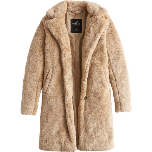 HOLLISTER Télikabátok 'XM19 LONGER LENGTH NUBBY COAT 1CC BROADWAY NYC FASHION Átmeneti kabátok 'TANA' bézs színben