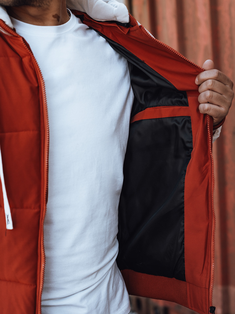 BASIC Férfi piros téli dzseki kapucnival TX4877