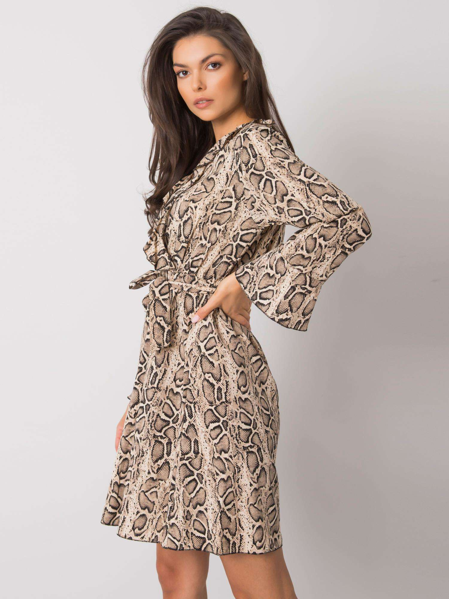 ITALY MODA Bézs ruha kígyóbőr utánzattal -DHJ-SK-13891B.07P-beige